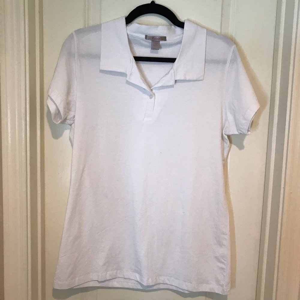 NWOT Rosio USA White Polo Shirt